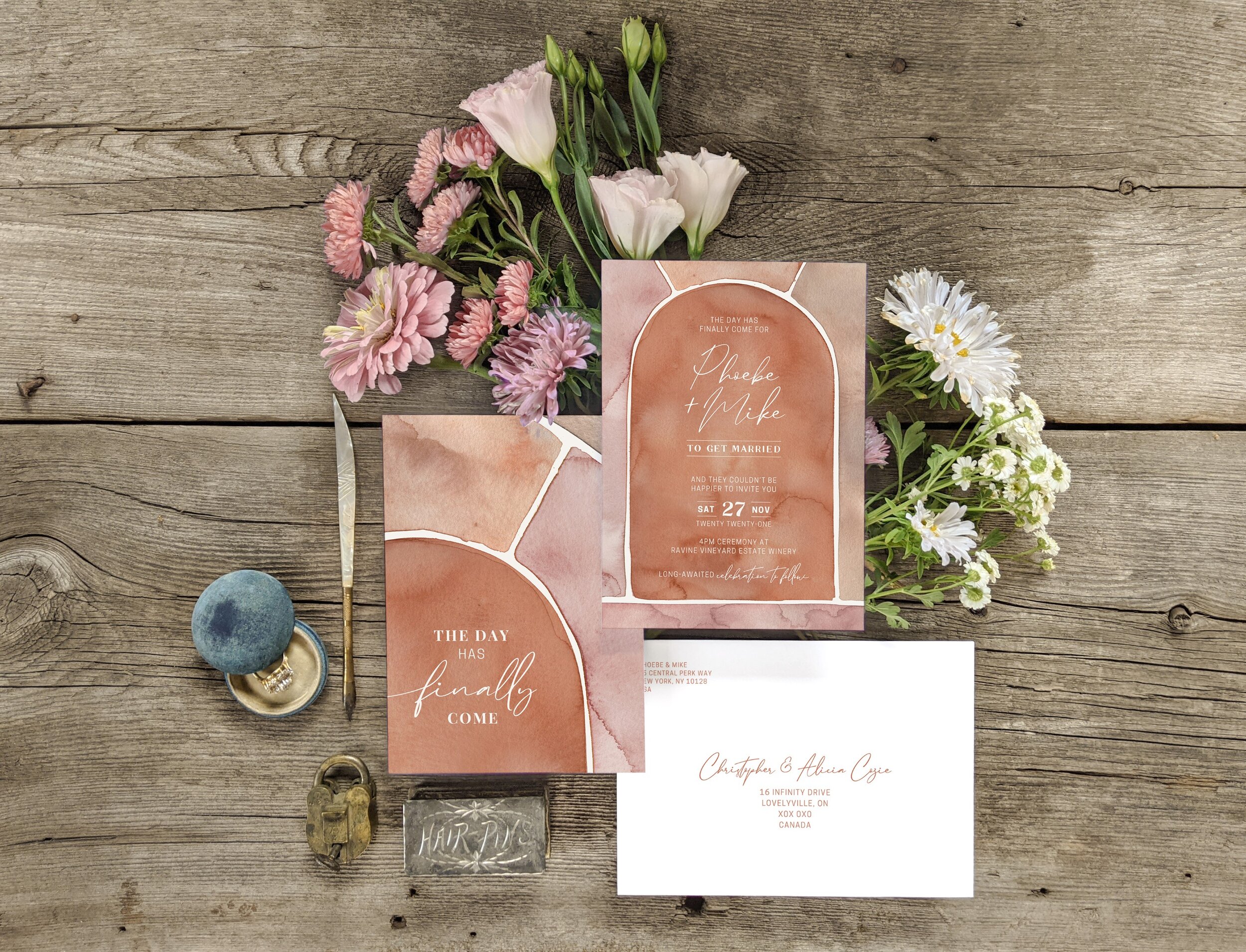Watercolour Painted Arch Wedding Invitations &amp; Stationery