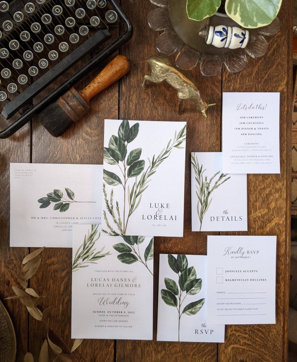 Greenery Sprig Simple &amp; Elegant Wedding Invitation