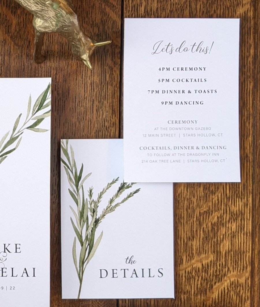 Greenery Sprig Simple &amp; Elegant Wedding Details Card