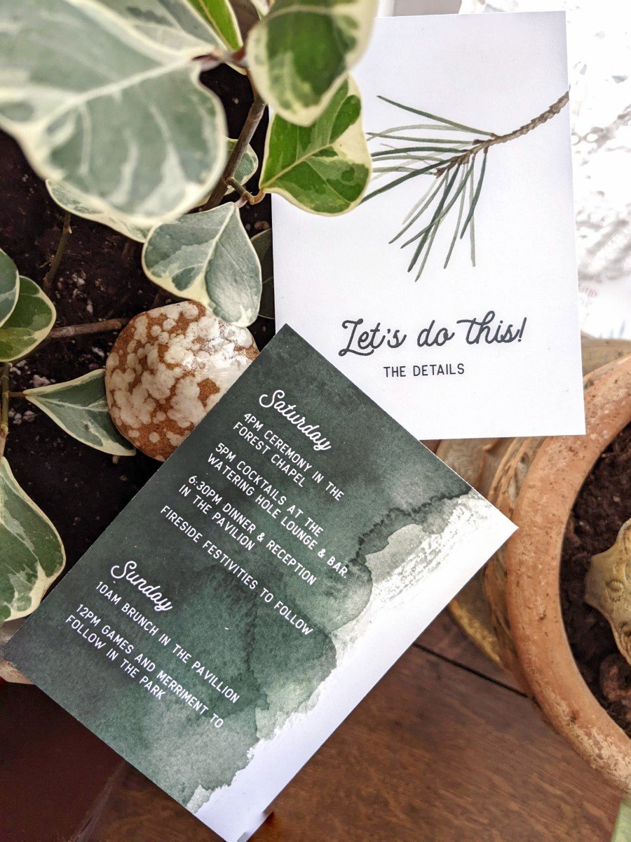 Pine tree Branch -  Forest Wedding Invitations &amp; Details Card
