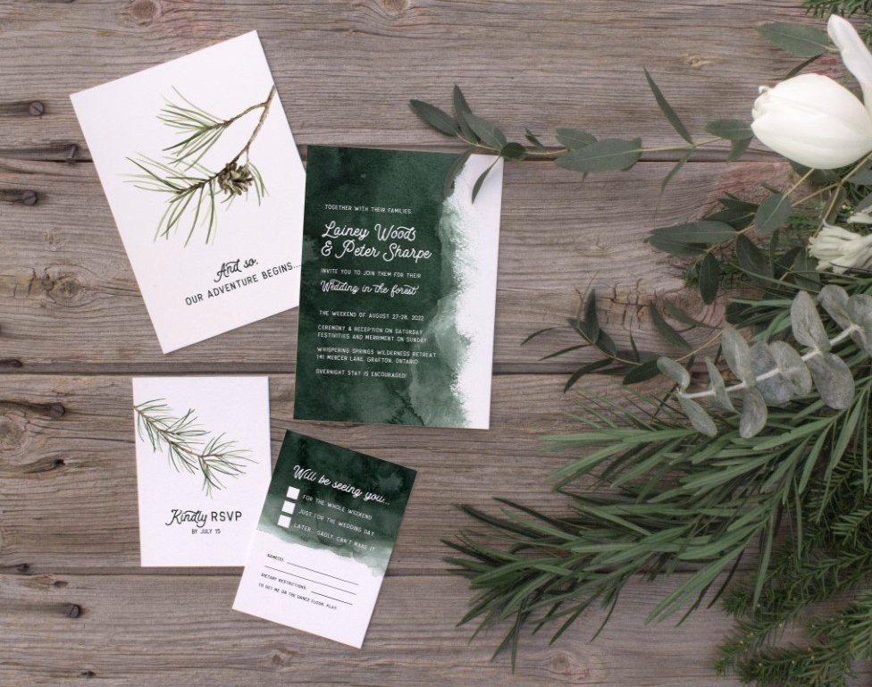 Pine tree Branch -  Forest Wedding Invitations