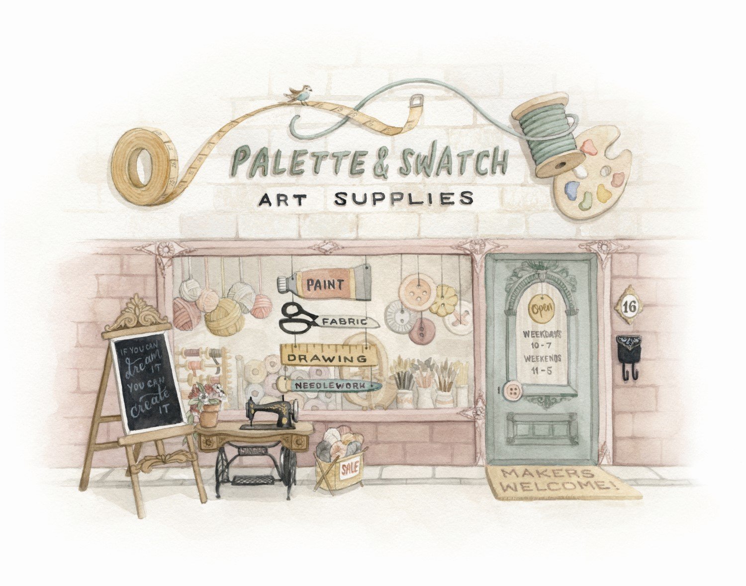 Palette & Swatch Art Supply Shop - "Small Town Charm" Series
