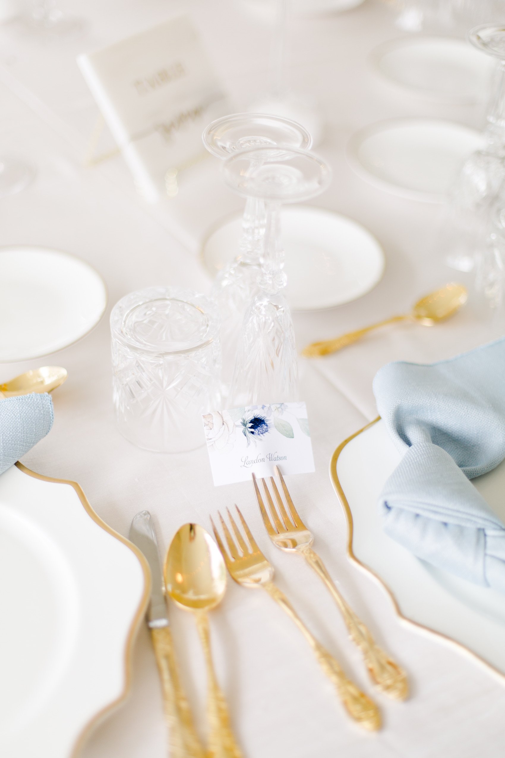 Blue florals with Hydrangea, anemone &amp; Thistle Wedding Invitations