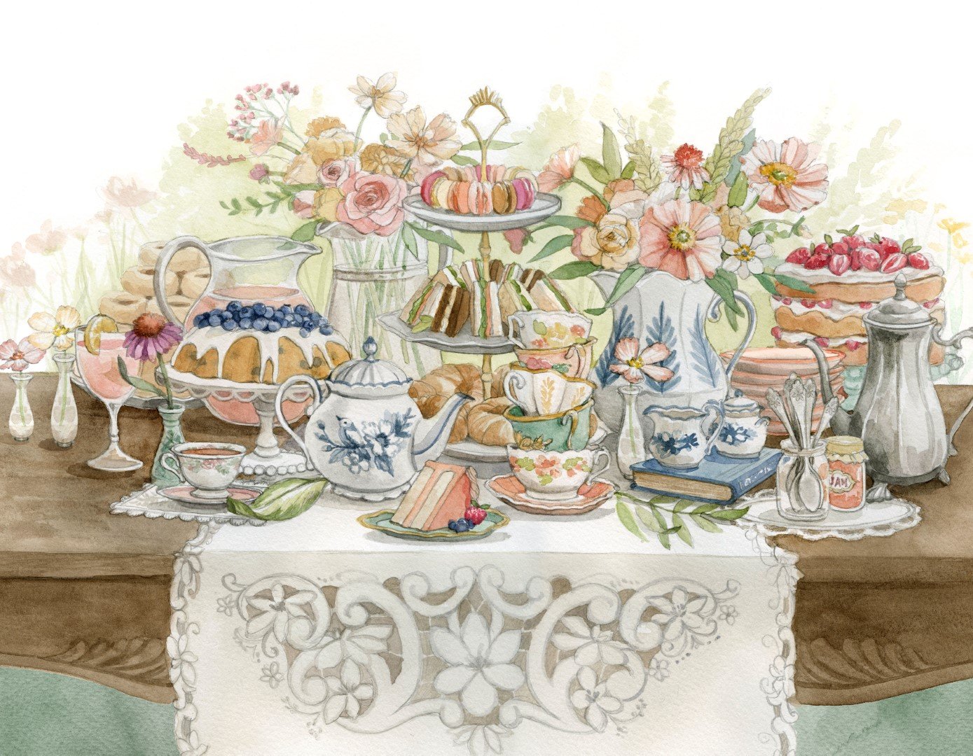 Vintage Tea Party Illustration