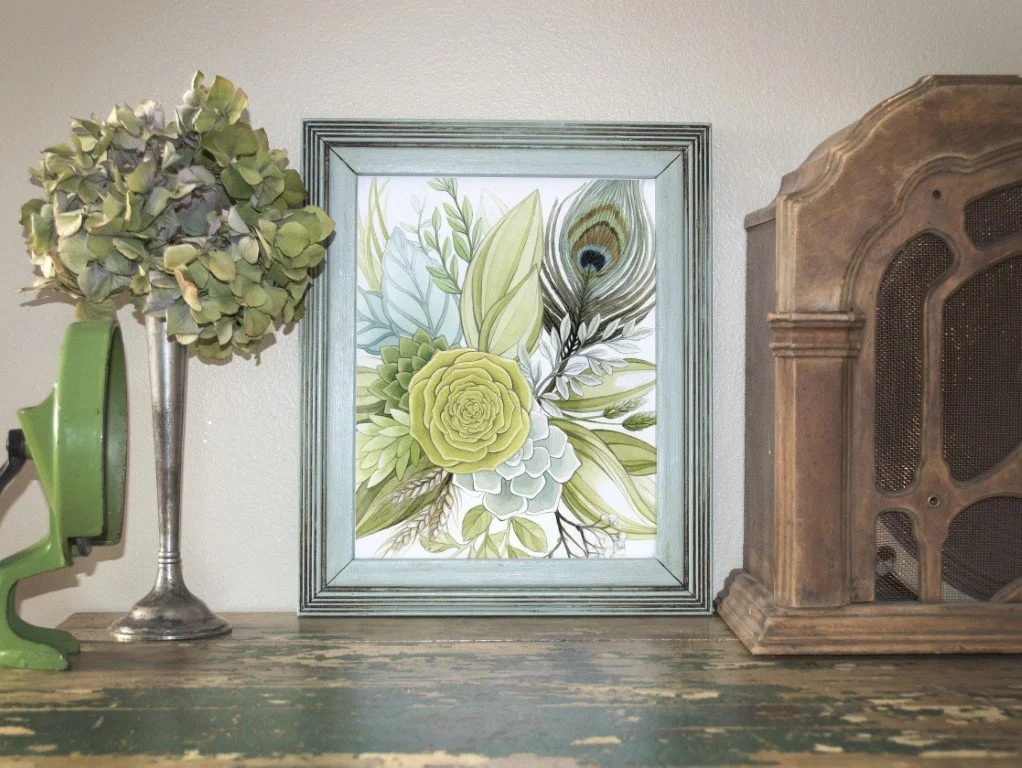 Peacock-Feather-With-Leaves-Illustration-Print-Framed-Vintage-Radio (Medium).jpg