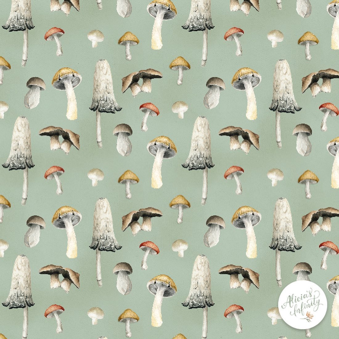 Mushrooms! I know mushrooms have been everywhere for a while, but I had to make a pattern with the mushrooms I painted a few years ago for my autumn collection! They were just begging to have their own moment - they&rsquo;re such characters ;) 

I co