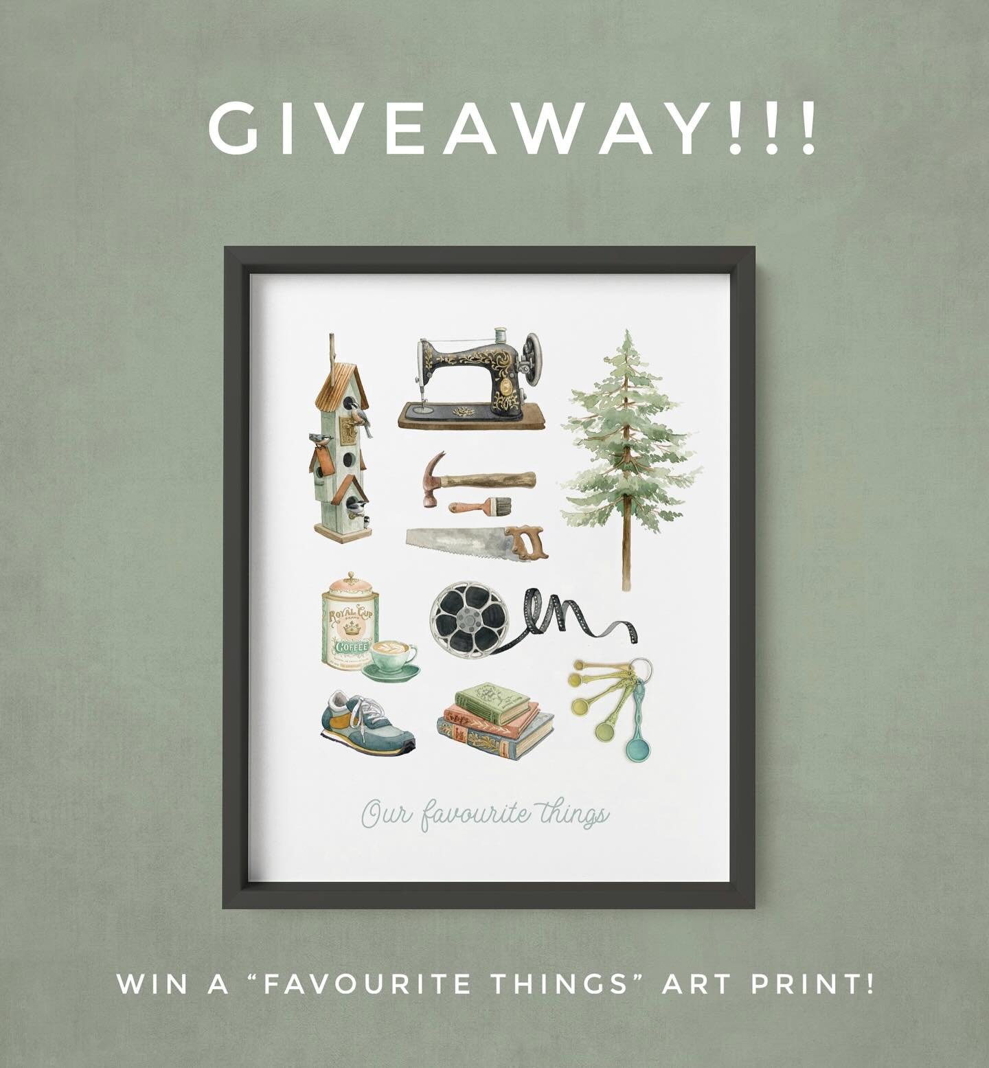 GIVEAWAY!!! You could WIN my latest customized &ldquo;Favourite Things&rdquo; art print!  I&rsquo;m so excited about this new concept for a personalized piece or gift, and I&rsquo;d love to share it with more people! 

To be entered in the draw, all 
