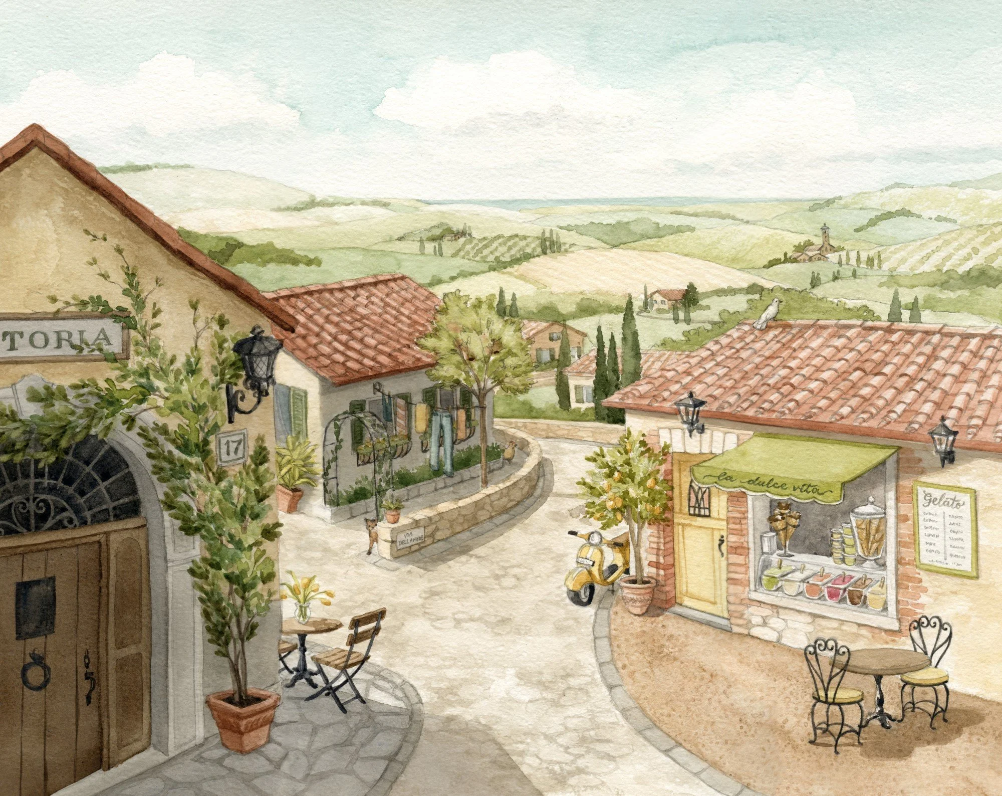 Italy-Inspired Fictional Villagescape