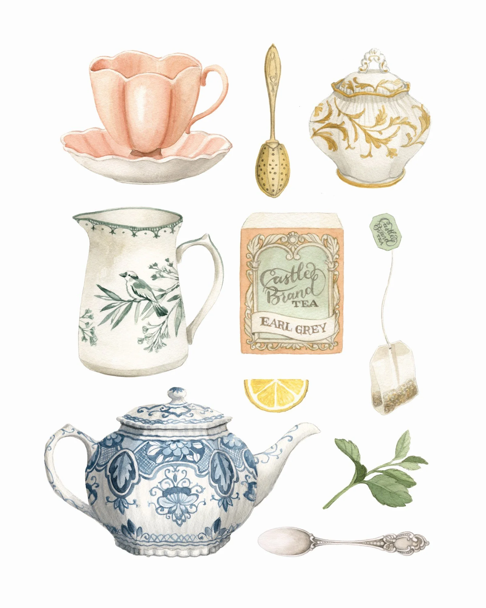 Vintage Tea Flat Lay