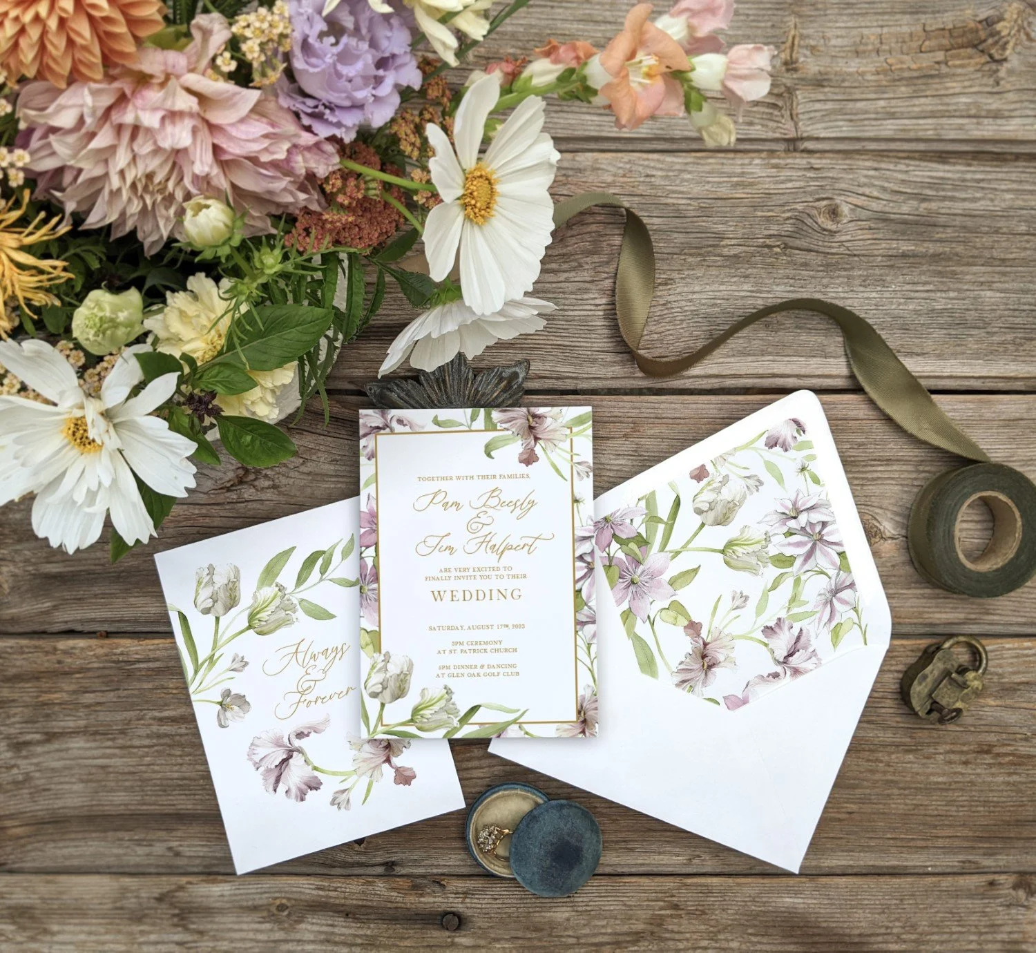 Purple Tulips and Iris Spring Wedding