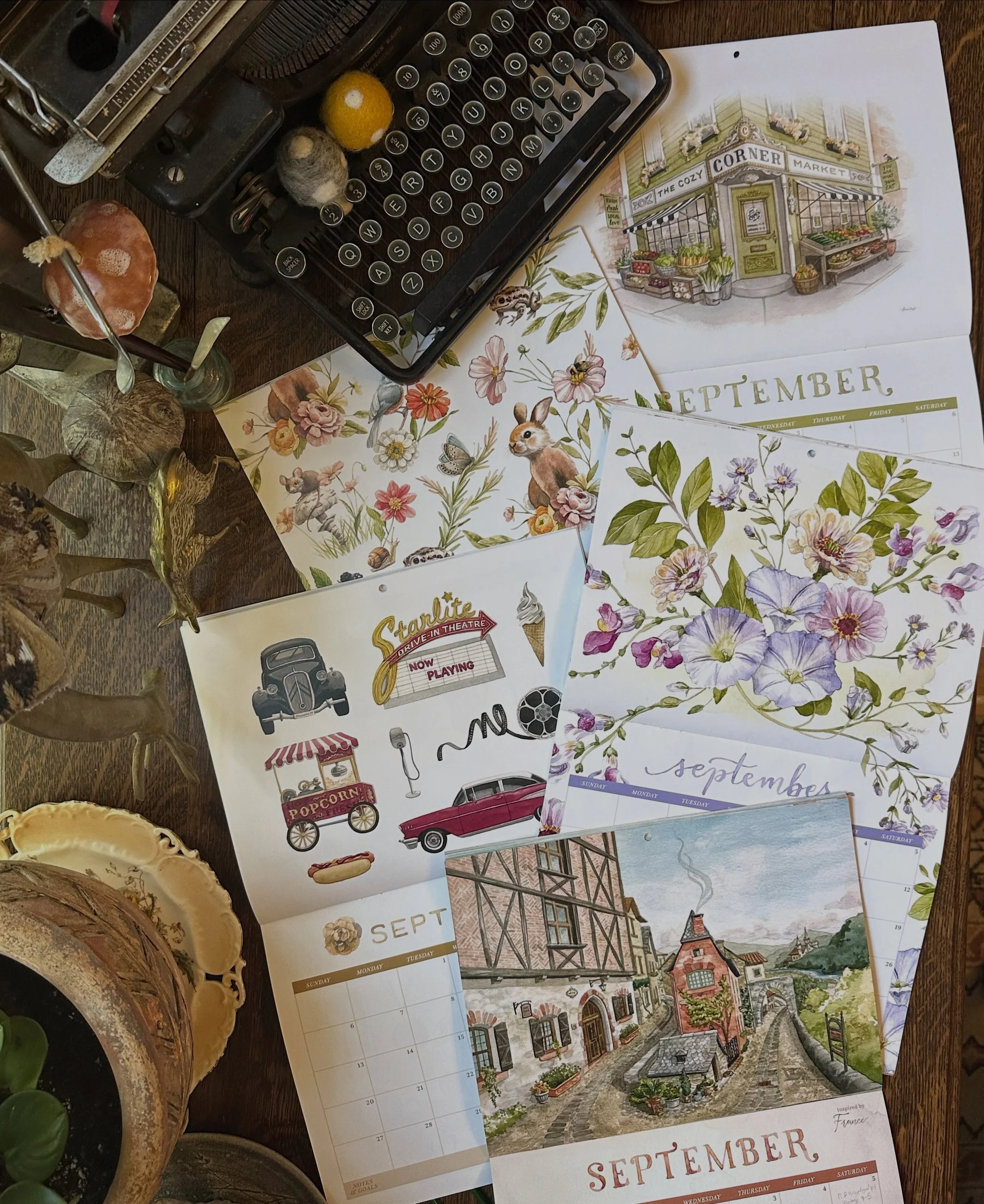 Five calendars, five Septembers - all of these past calendars are now available for 2027! I like to re-release them with the new year&rsquo;s dates for those who missed one before or want to give one to a friend! I&rsquo;ve even had people by the sam