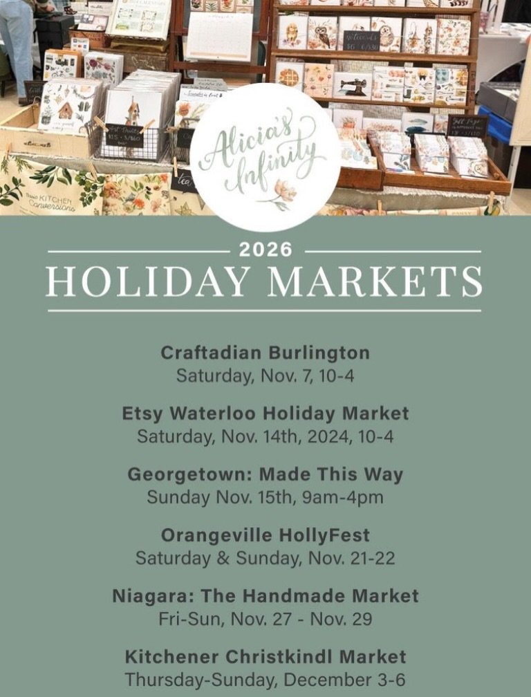 It&rsquo;s almost Christmas market season, here&rsquo;s where I&rsquo;ll be starting Nov 7th!!! It&rsquo;s a big lineup this year - 5 weekends in a row and 6 shows&hellip; wish me luck or bring me dark chocolate! ;)

@craftadian |  @etsywr |  @madeth