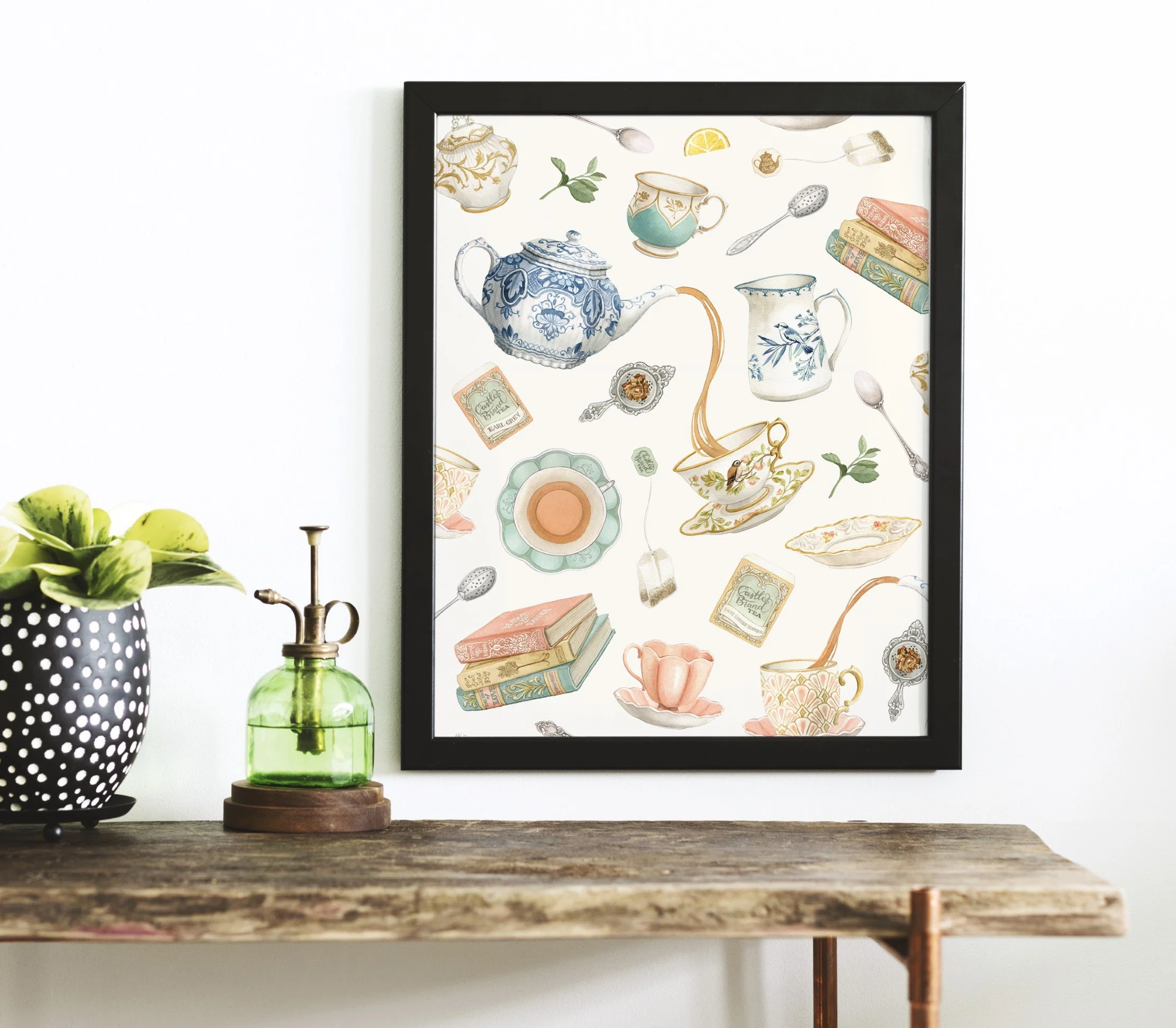 Tea Pattern Print Framed 2 (Custom).jpg