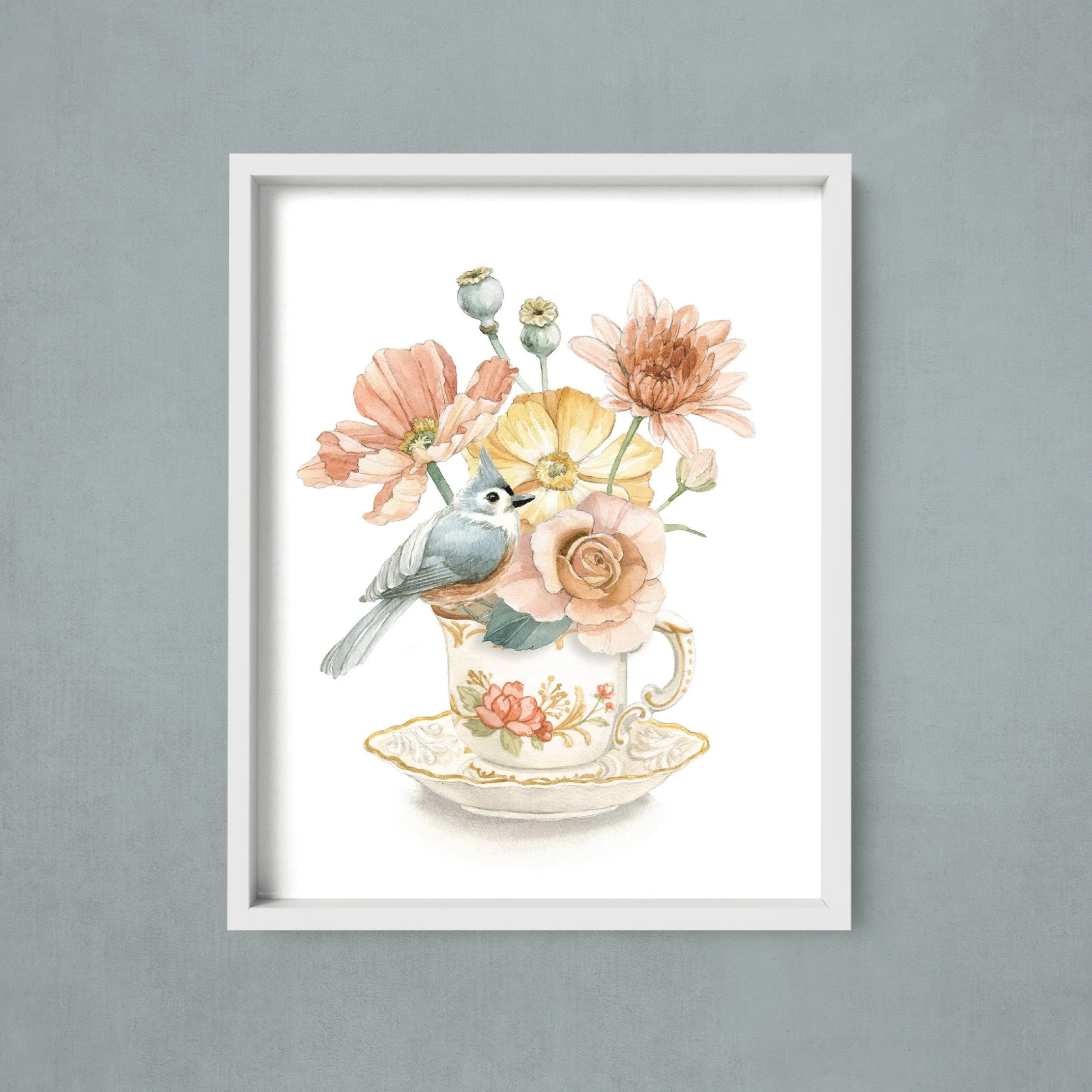 Teacup with Bird Framed 4 (Custom).jpg