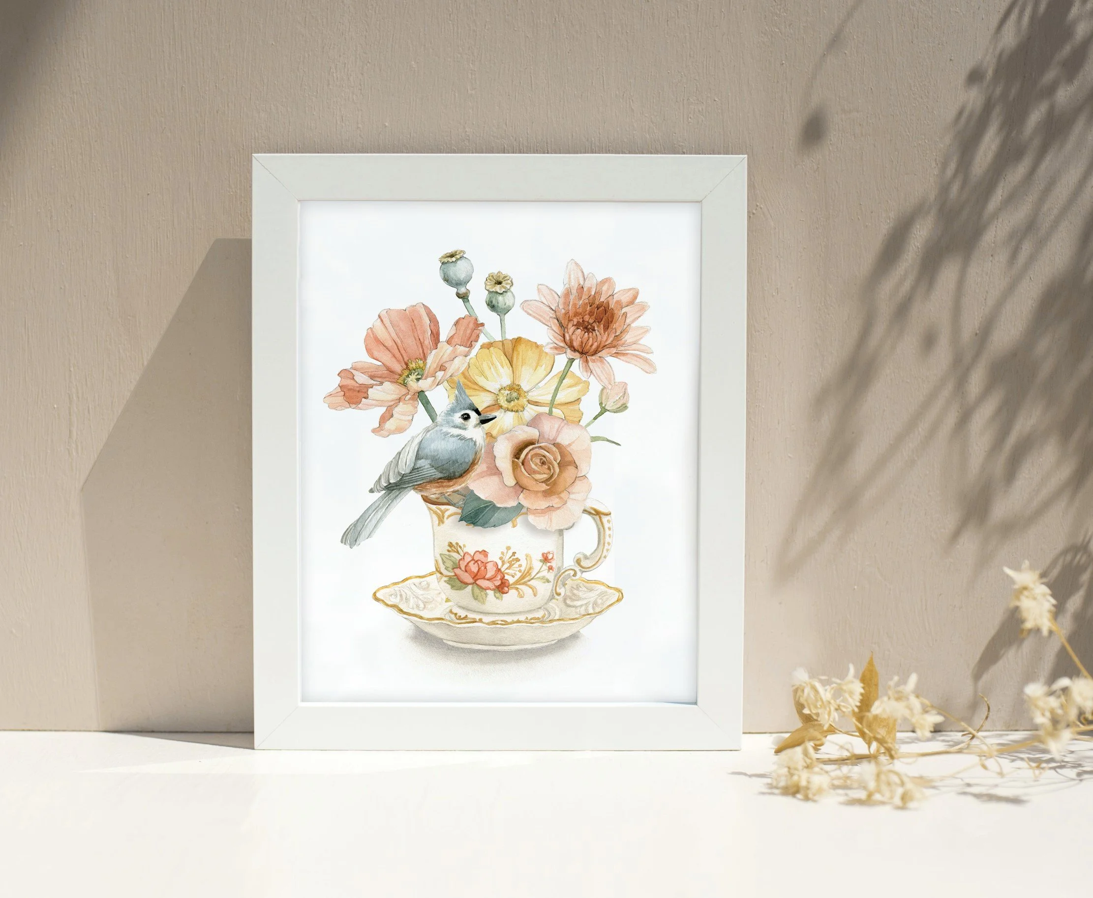 Teacup with Bird Framed 2 (Custom).jpg