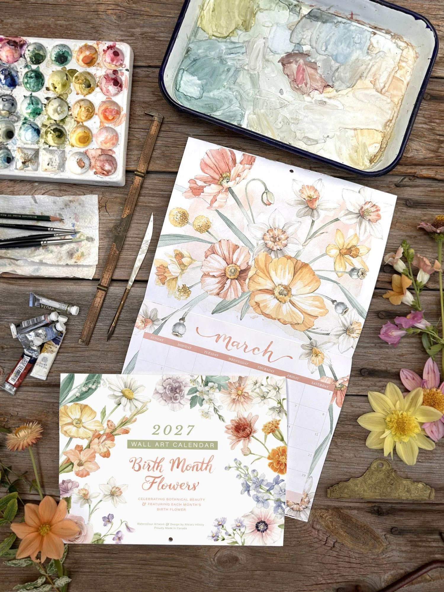 "Birth Month Flower" 2027 Wall Calendar