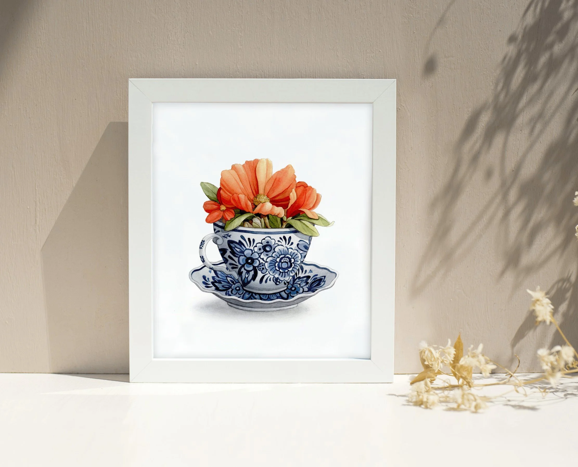 Delft Teacup Orange Framed1 (Custom).jpg
