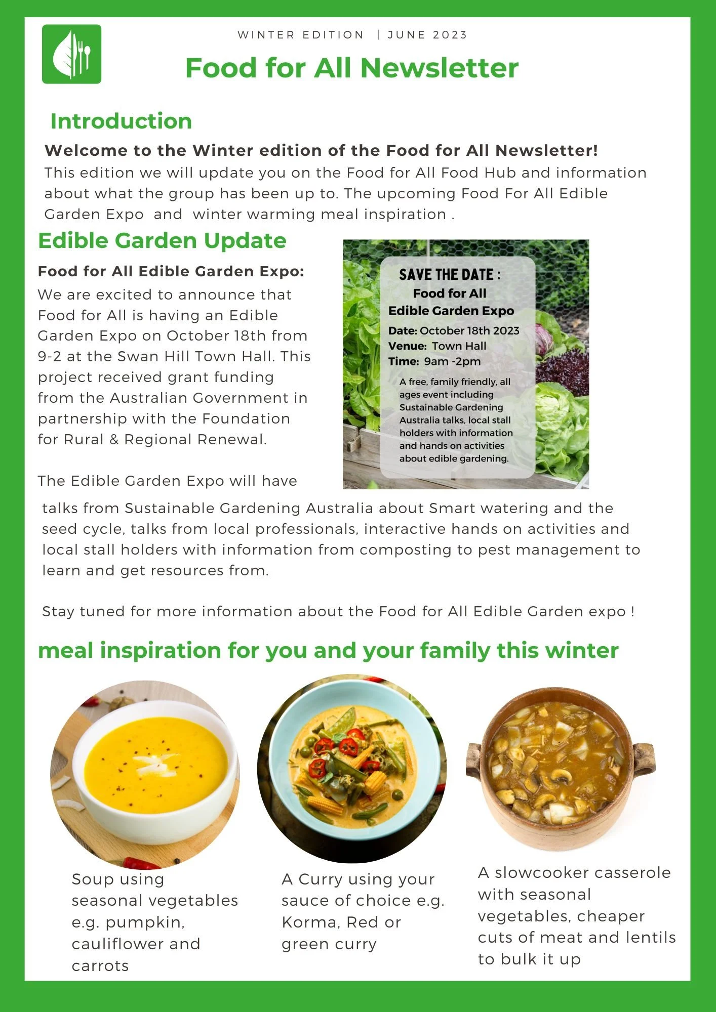 Winter Food for All newsletter- June 2023 