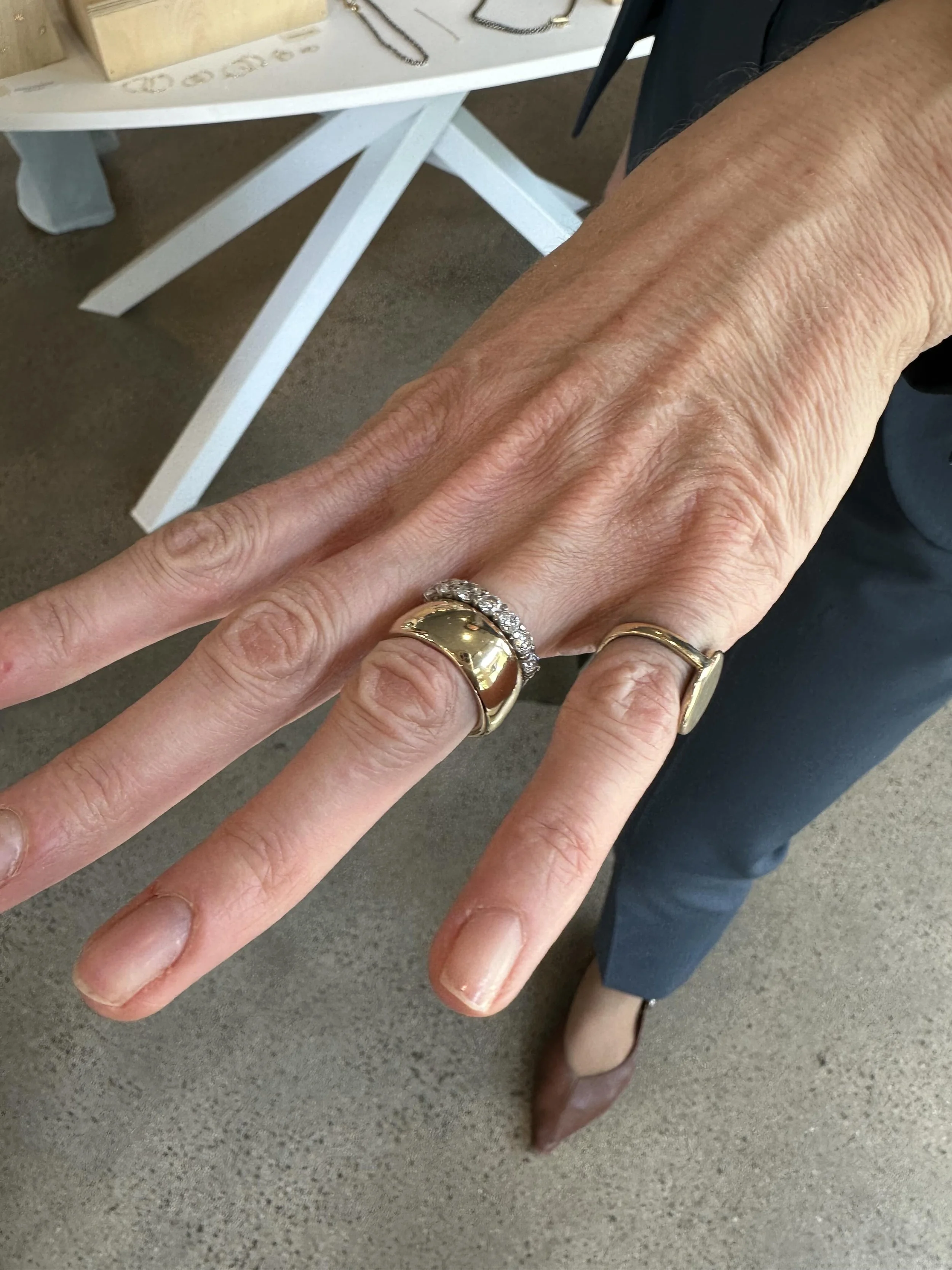 hanna's 14k cigar band wedding band upgrade