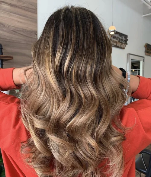 Caramel balayage curls