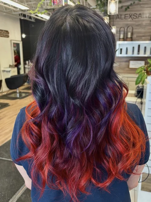Fantasy color purple to red ombre