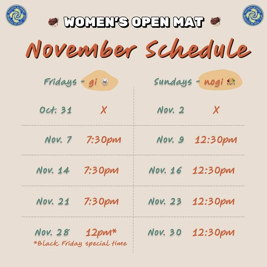 November schedule. See yall on the other side 🧡🖤