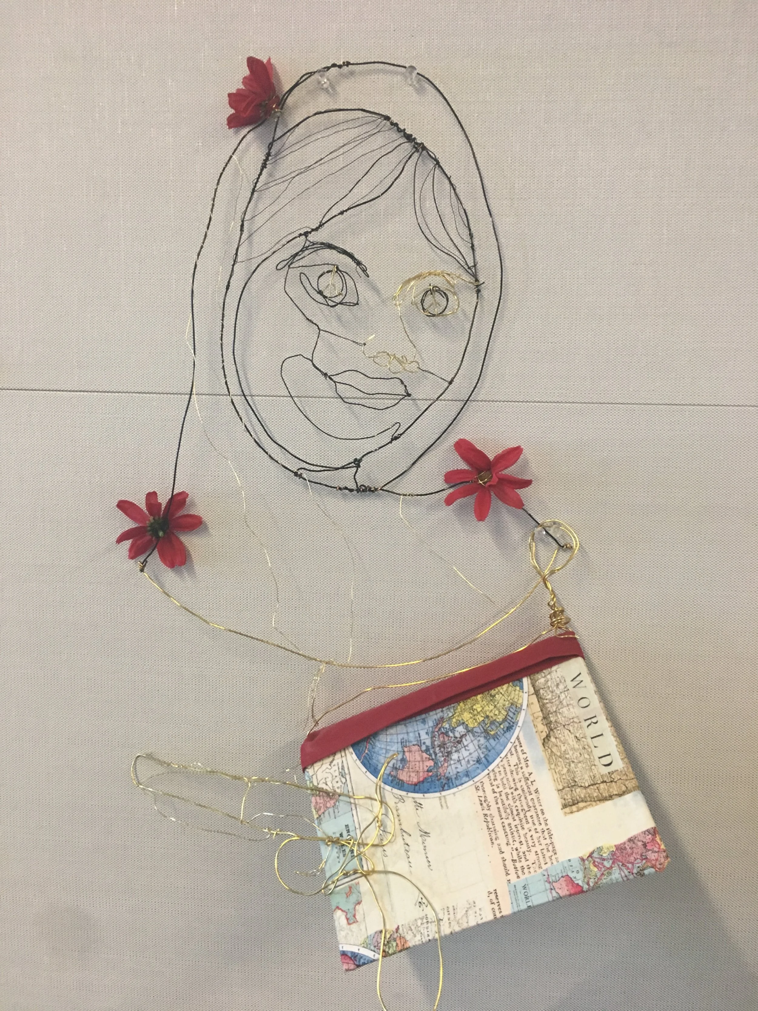  Wire portrait of Malala Yousafzai. 
