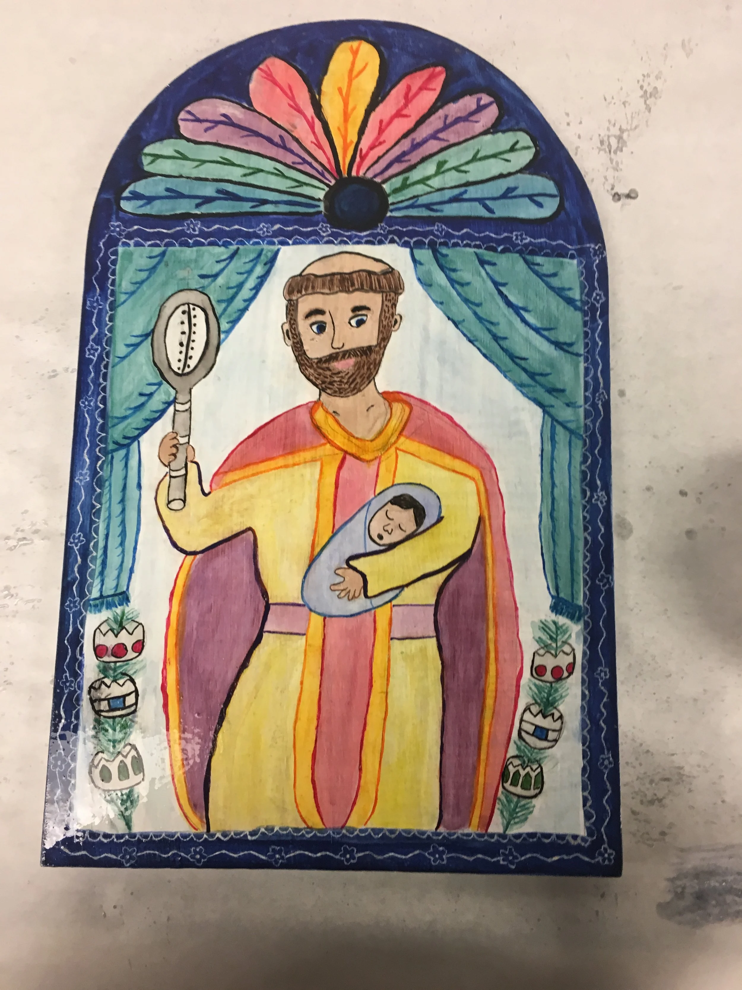  New Mexico style retablo of St. Ramon. 