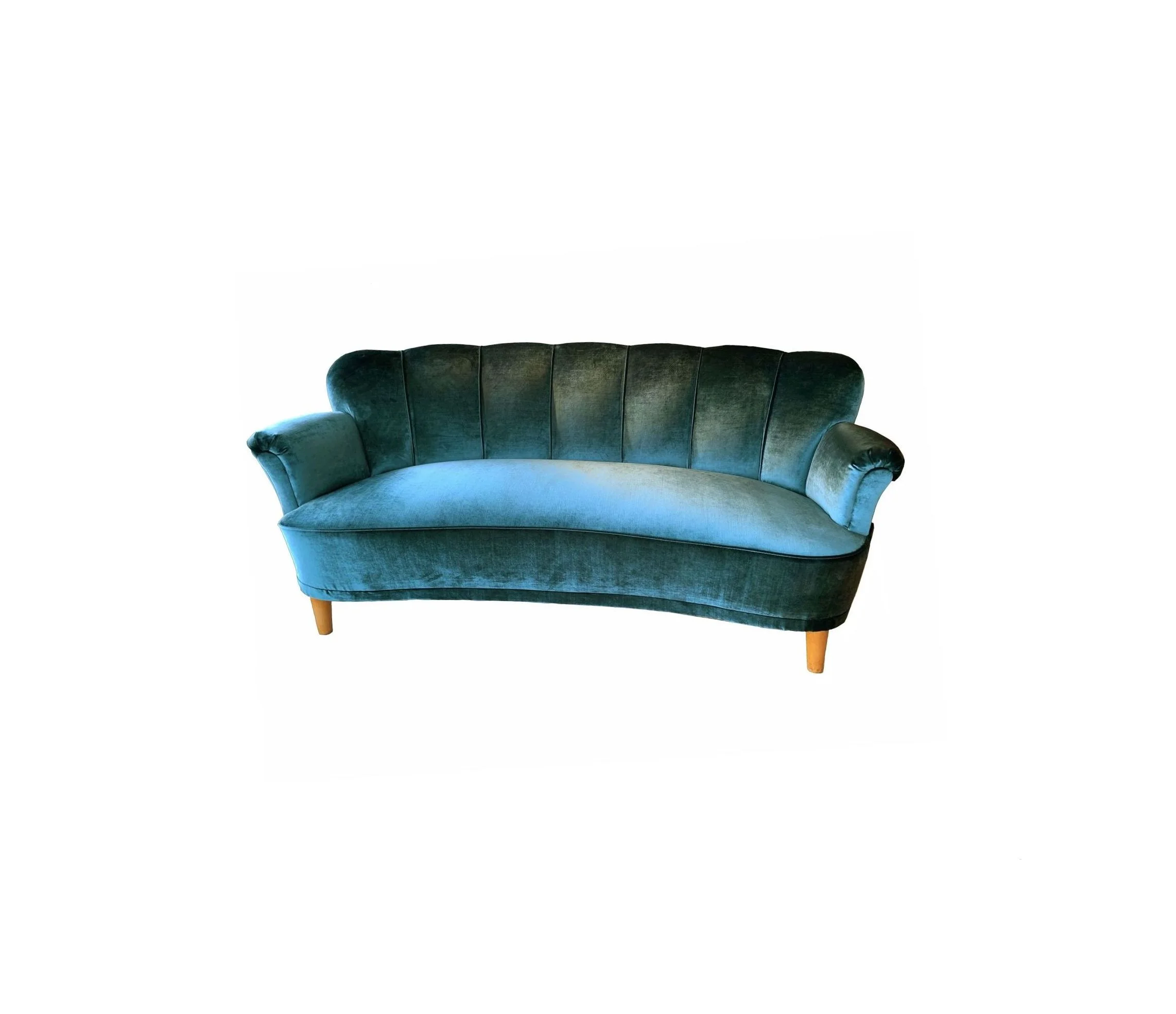 Art Deco Shell Back Curved Sofa D320