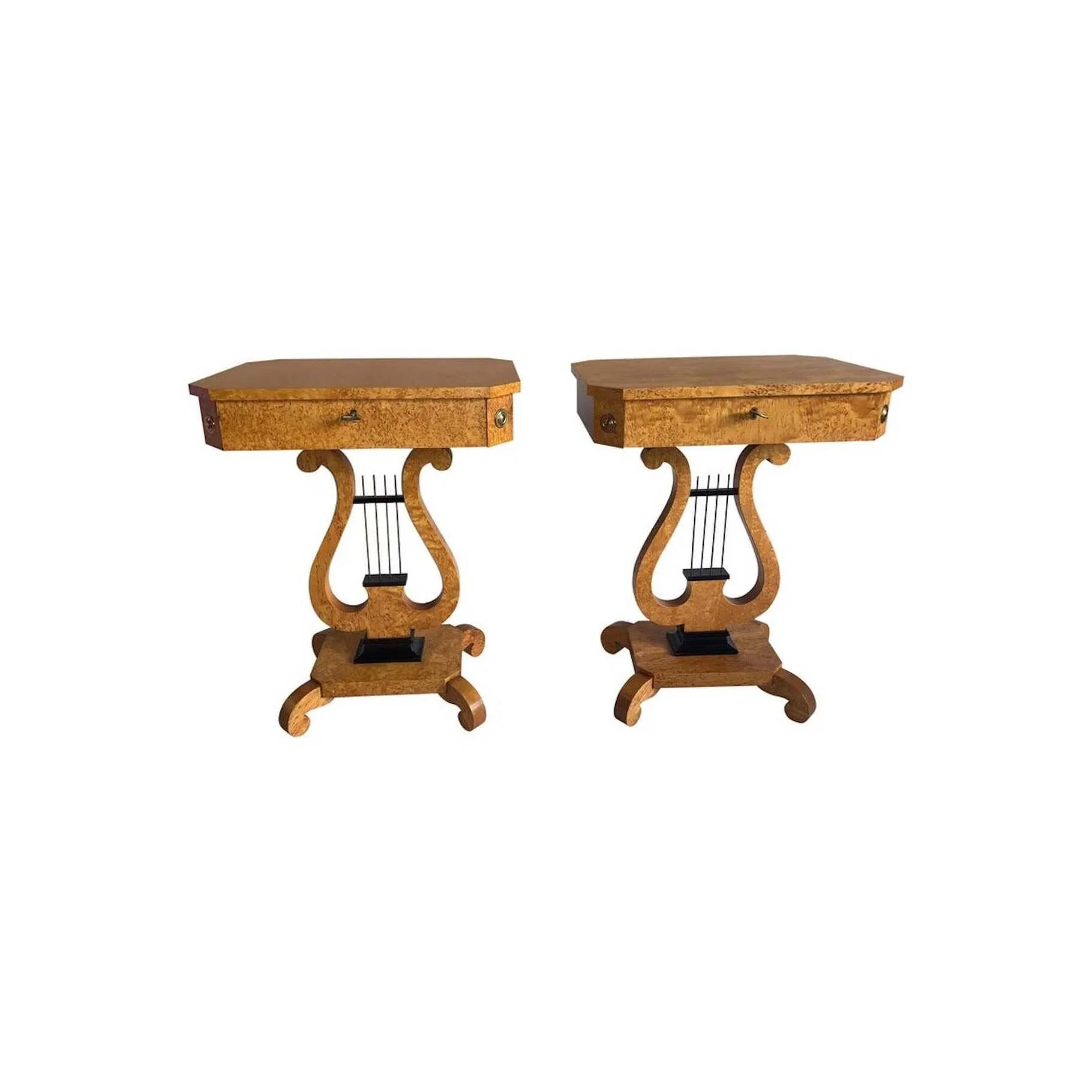 Pair of Biedermeier Lyre Sewing Tables B239