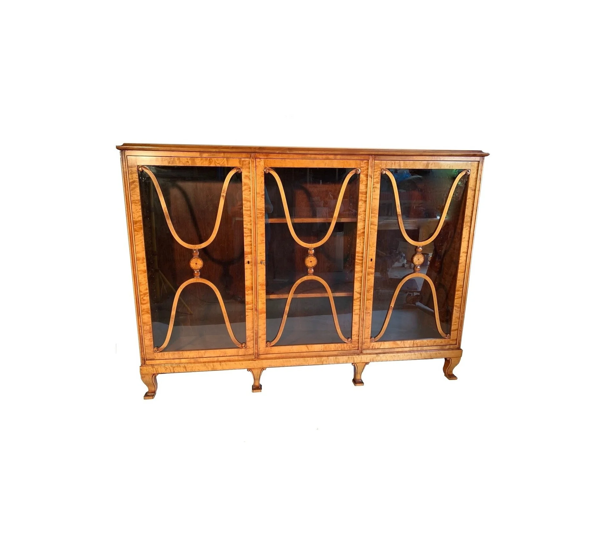 Art Deco Flame Birch Bookcase D447