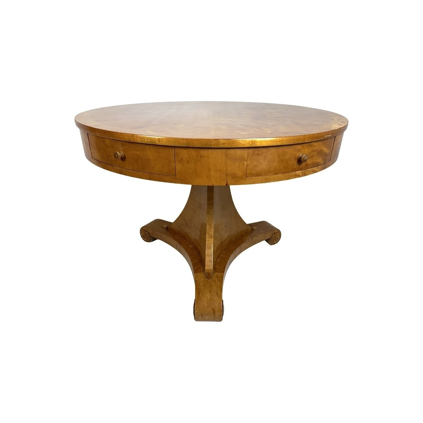 Biedermeier Flame Birch Drum Table B243