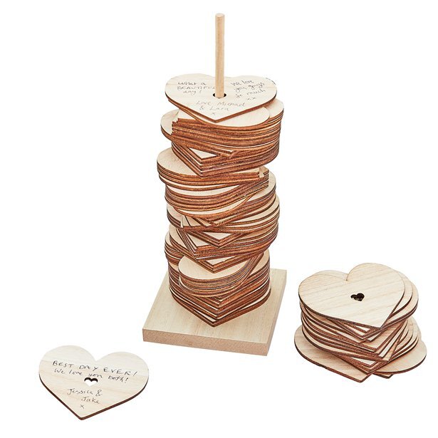 Wedding Wooden Stacked Heart Shaped Guest Book