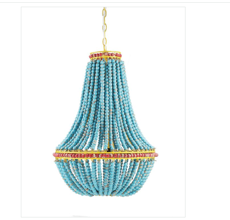 17-1/2" Round x 26"H Wood Beaded Chandelier