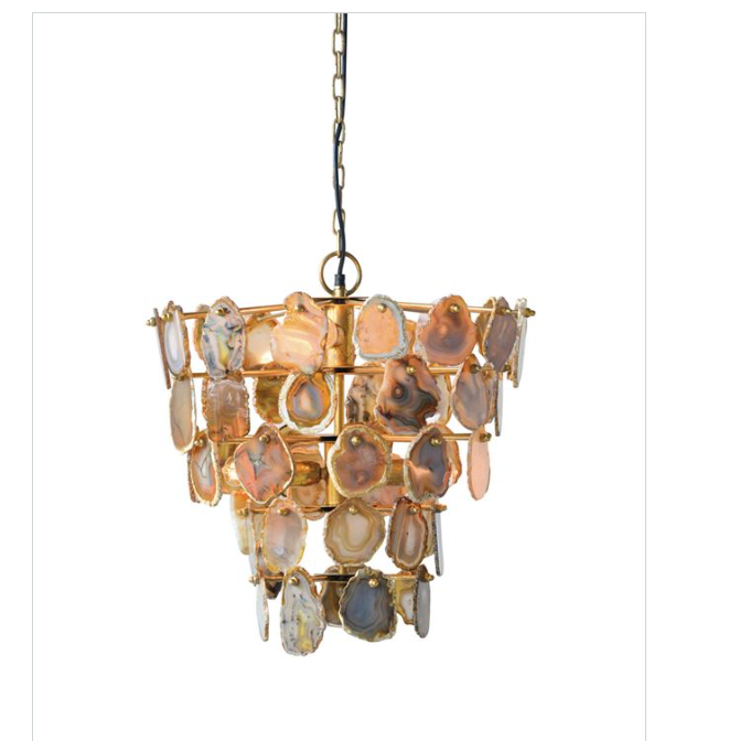 19"L x 19"W x 18"H Agate &amp; Metal Chandelier