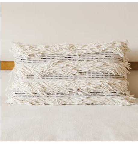 27 x 16 White Fringe Cushion 