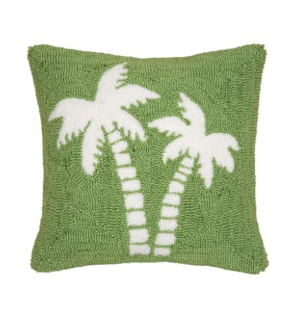 Beachy Palm Trees Hooked Pillow