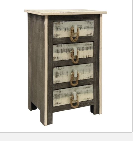 4 drawer chest in grey white and sky blue driftwood