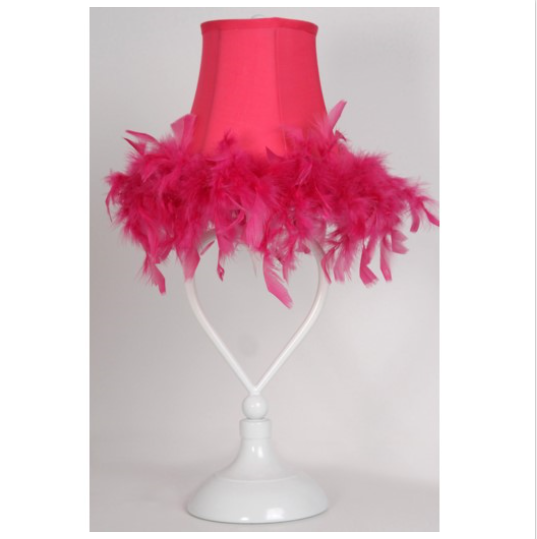 Pink Heart Feather Lamp