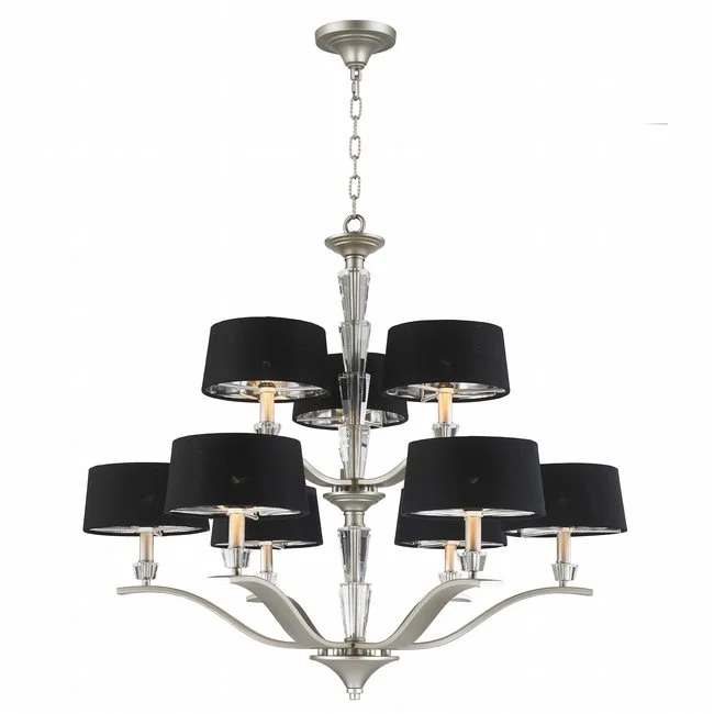 Gatsby Matte Nickel Chandelier with Black Shades