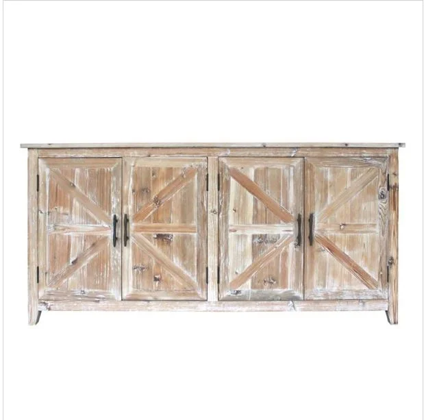 70-3/4"L x 18-1/2"W x 33-1/2"H Cabinet w/ 4 Doors, Distressed Finish
