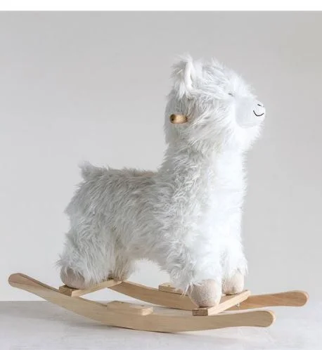 25-1/2"L x 13"W x 25"H Rocking Plush Llama, White