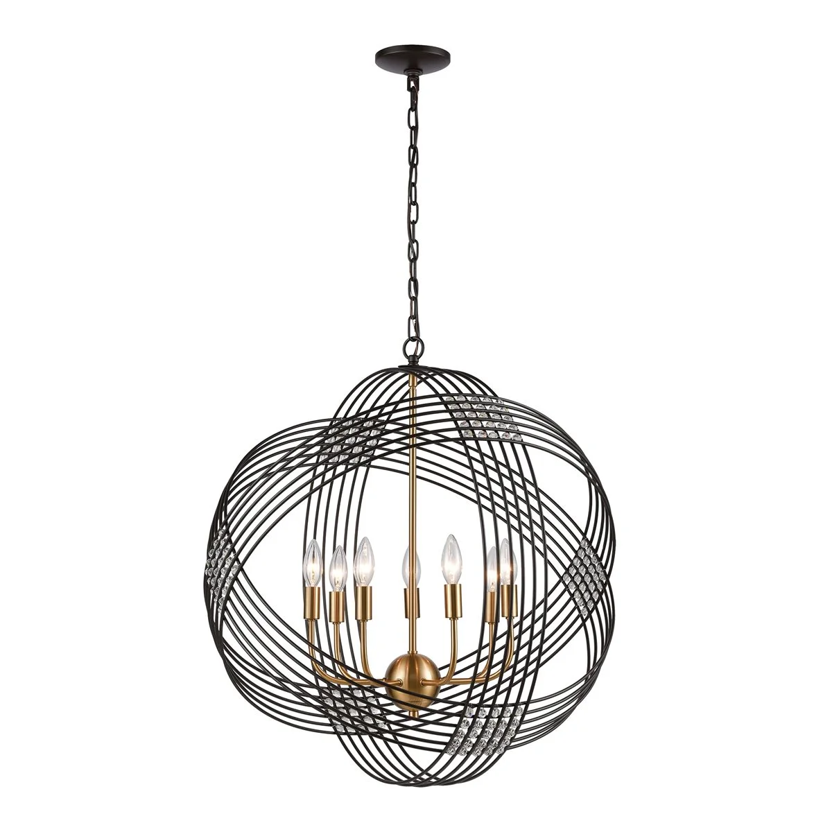 Concentric 7-Light Chandlier in Oil Rubbed Bronze with Clear Crystal Beads