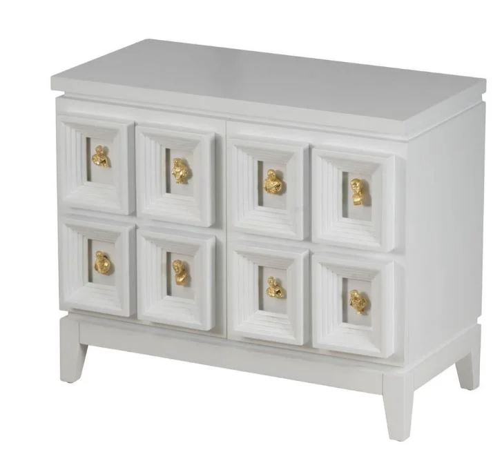 White Frame Cabinet with Gold Nuggest Pulls