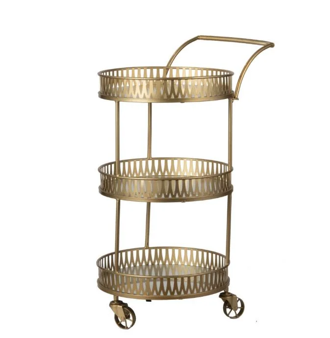 Urban Vogue Bar Cart with Mirrored Trays