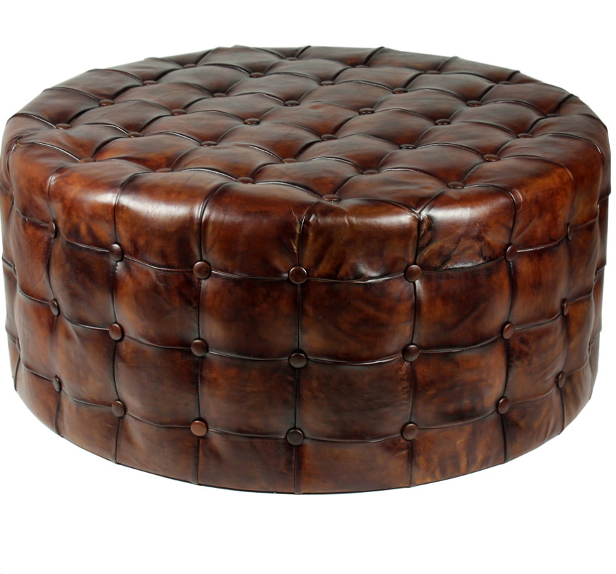 Leather Tufted Ottoman