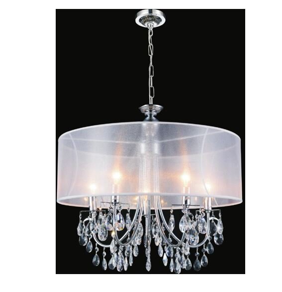 8 Light Drum Shade Chandelier with Chrome Finish