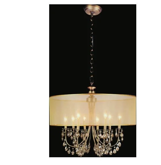 8 Light Drum Shade Chandelier with French Gold finish