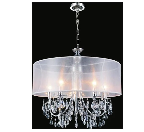 5 Light Drum Shade Chandelier with Chrome finish