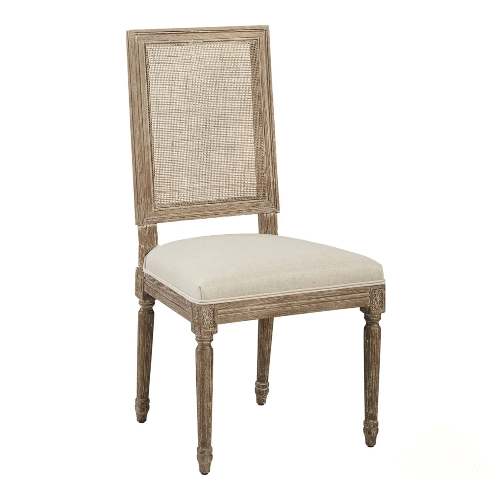 Linen & Oak Caned Back Side Chair